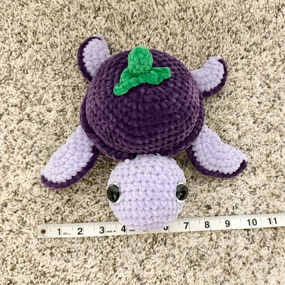 Handmade Crochet Fruit Turtle, Amigurumi turtle, Crochet Stuffed turtle, grape - Picture 7 of 7